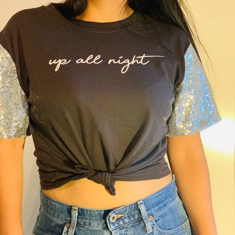 Sparkly shirt.